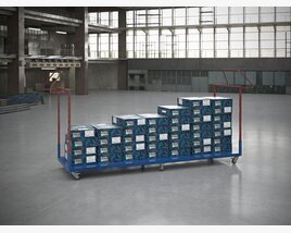 Warehouse Trolley with Crates Modelo 3d