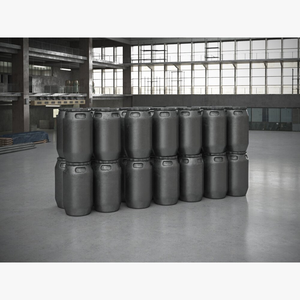 Stacked Industrial Barrels 3D-Modell