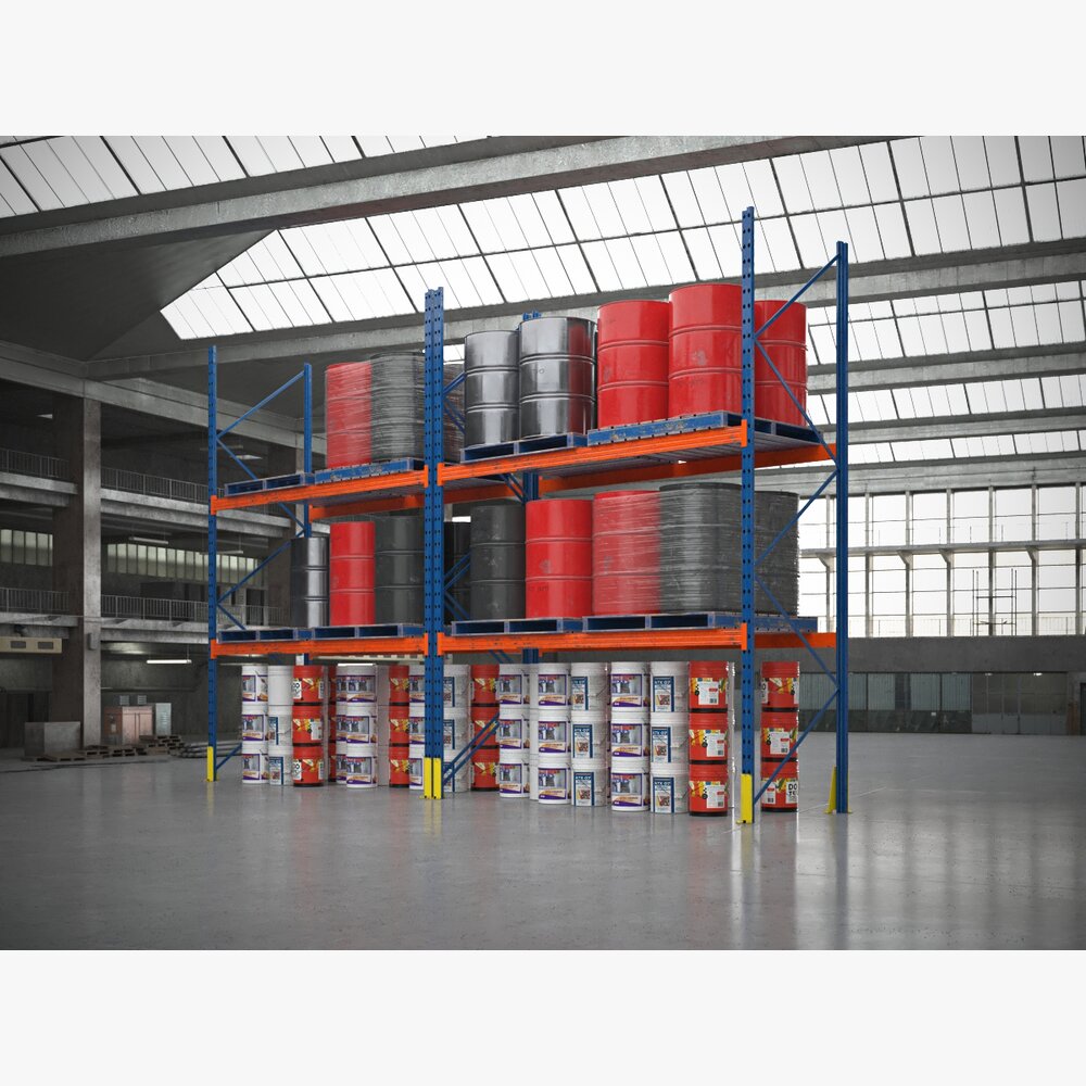Industrial Shelving with Goods 3D 모델 