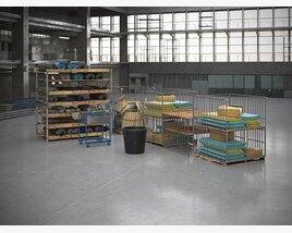 Industrial Warehouse Shelving Modello 3D