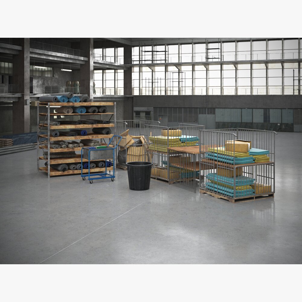 Industrial Warehouse Shelving Modello 3D