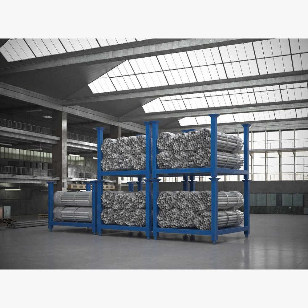 Industrial Warehouse Racks Modello 3D