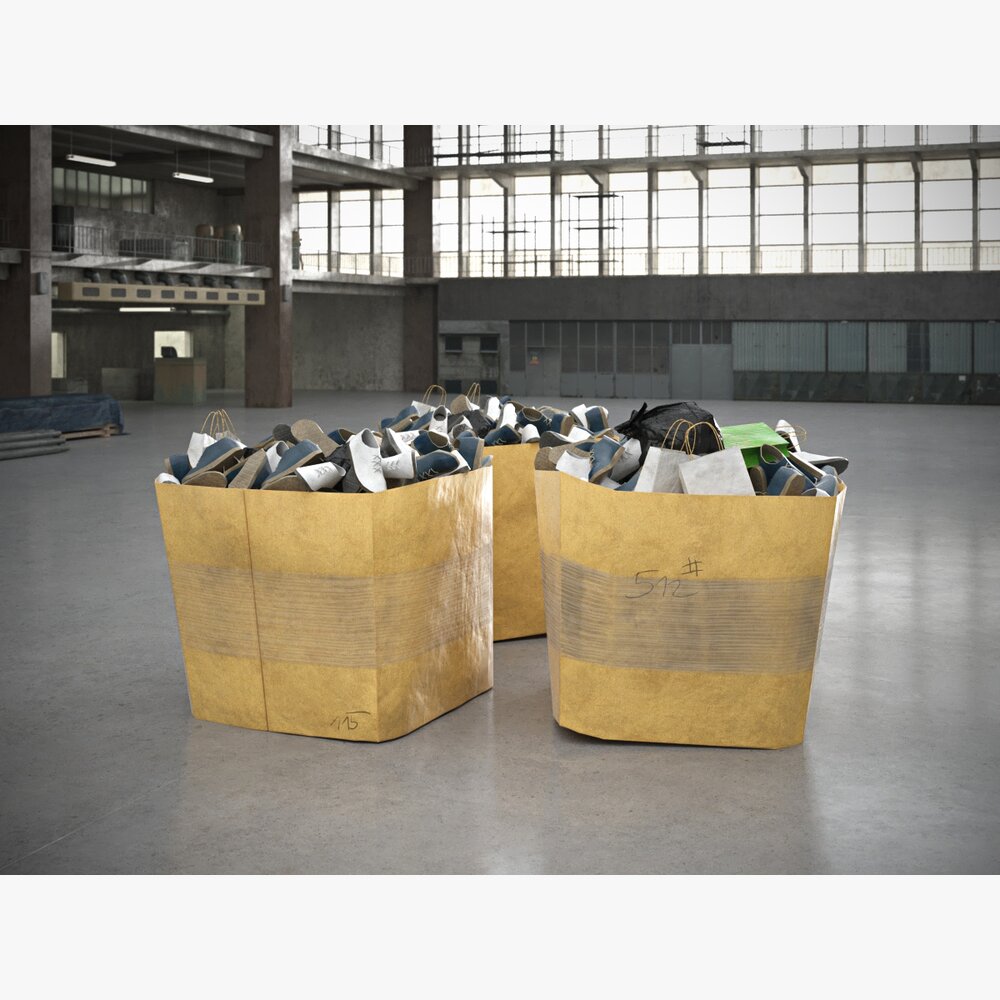 Industrial Recycling Bins Modello 3D
