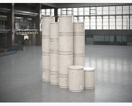 Industrial Cardboard Drums 3Dモデル