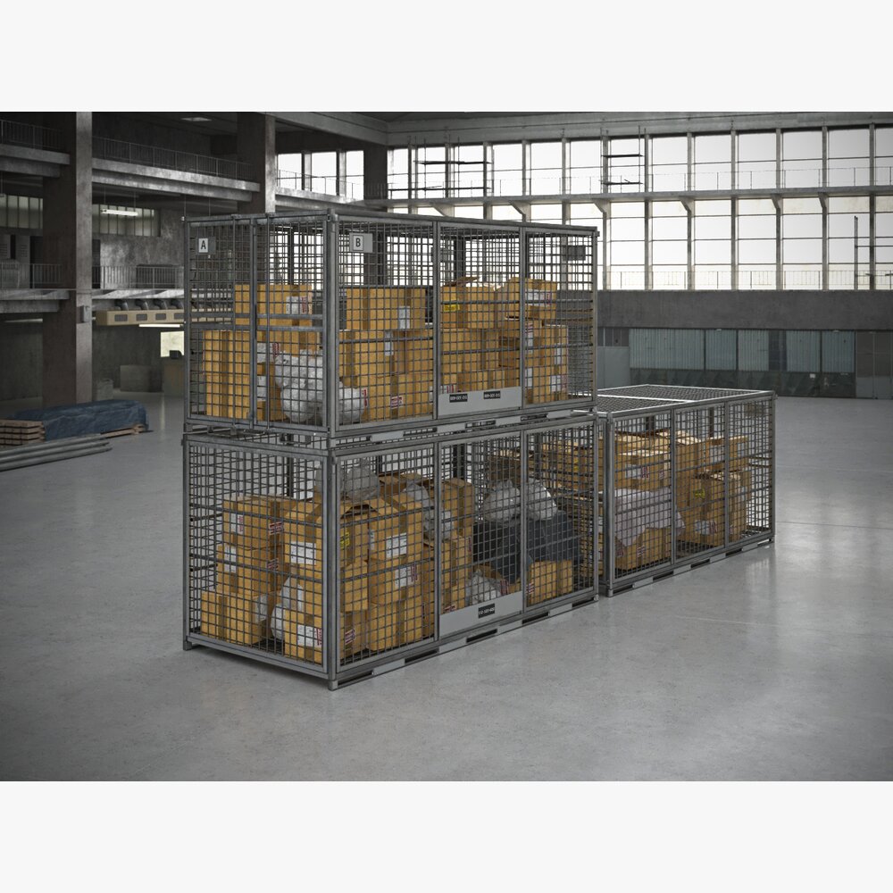 Industrial Storage Cages 3D-Modell