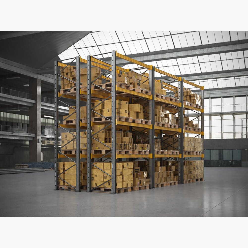 Industrial Warehouse Shelving 02 3D модель