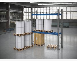Industrial Storage Racks and Drums 3D 모델 