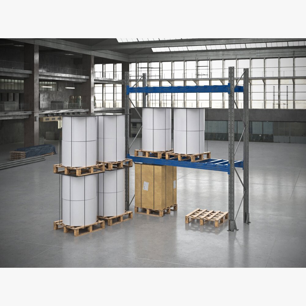 Industrial Storage Racks and Drums 3Dモデル
