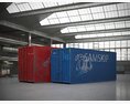 Shipping Containers in Warehouse 3D-Modell