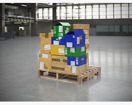 3D model of Stacked Warehouse Boxes