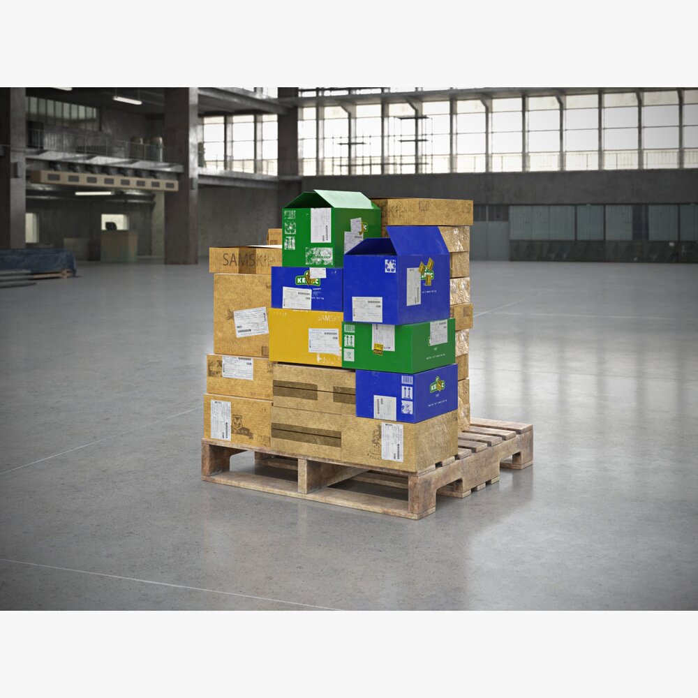 Stacked Warehouse Boxes 3Dモデル