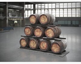 3D model of Stacked Wooden Barrels 02