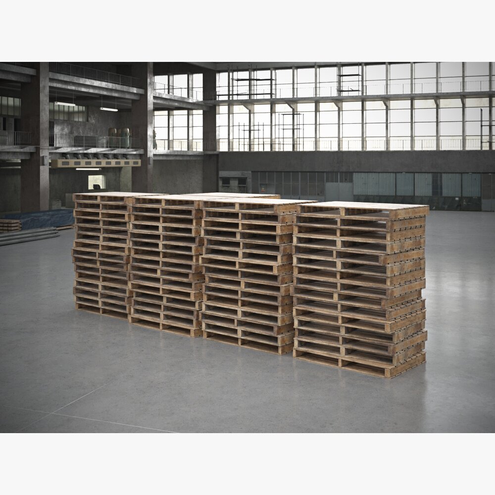 Stacked Wooden Pallets 3D-Modell
