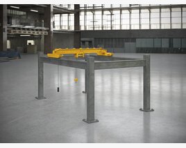 Industrial Table with Yellow Tool Organizers 3D модель
