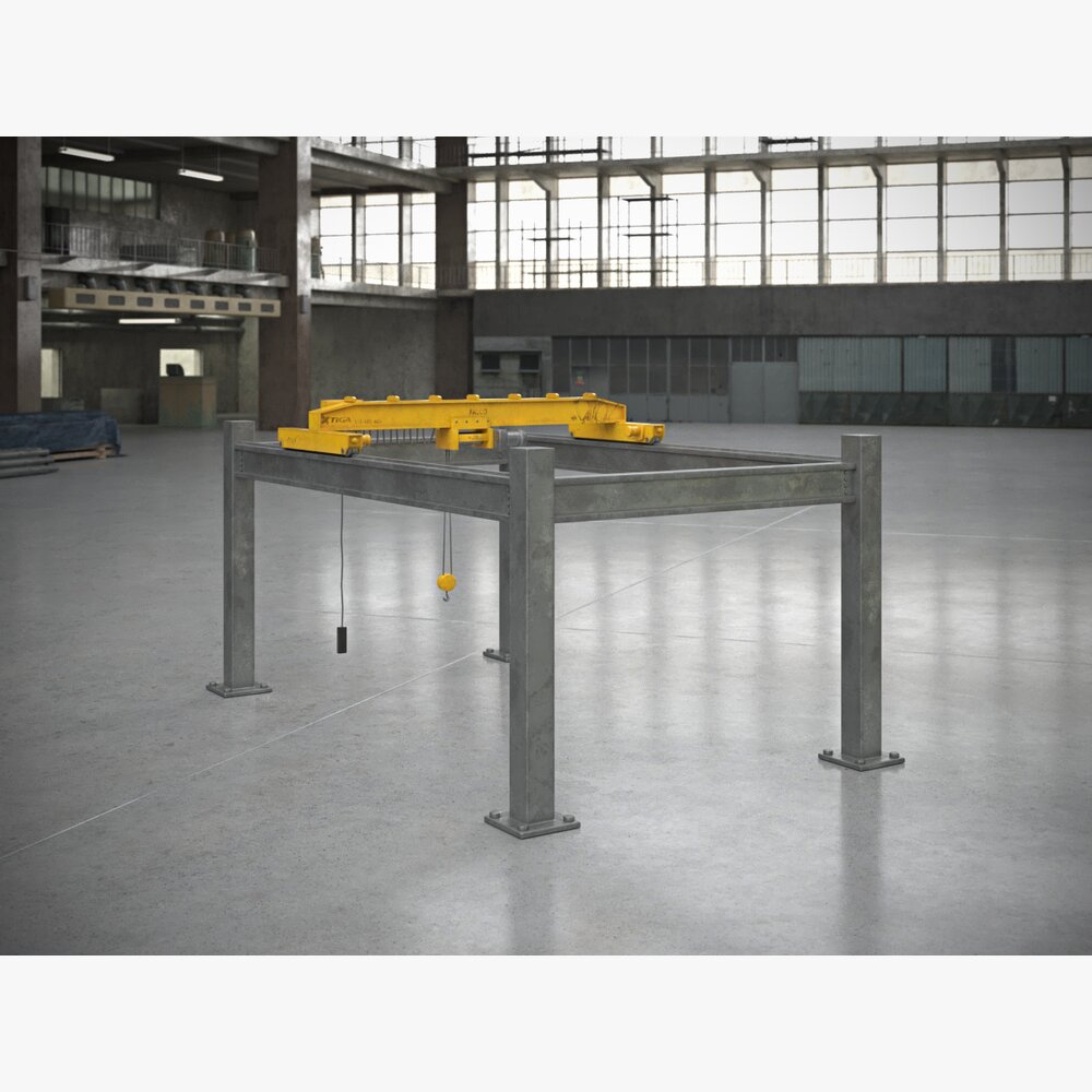 Industrial Table with Yellow Tool Organizers 3D 모델 
