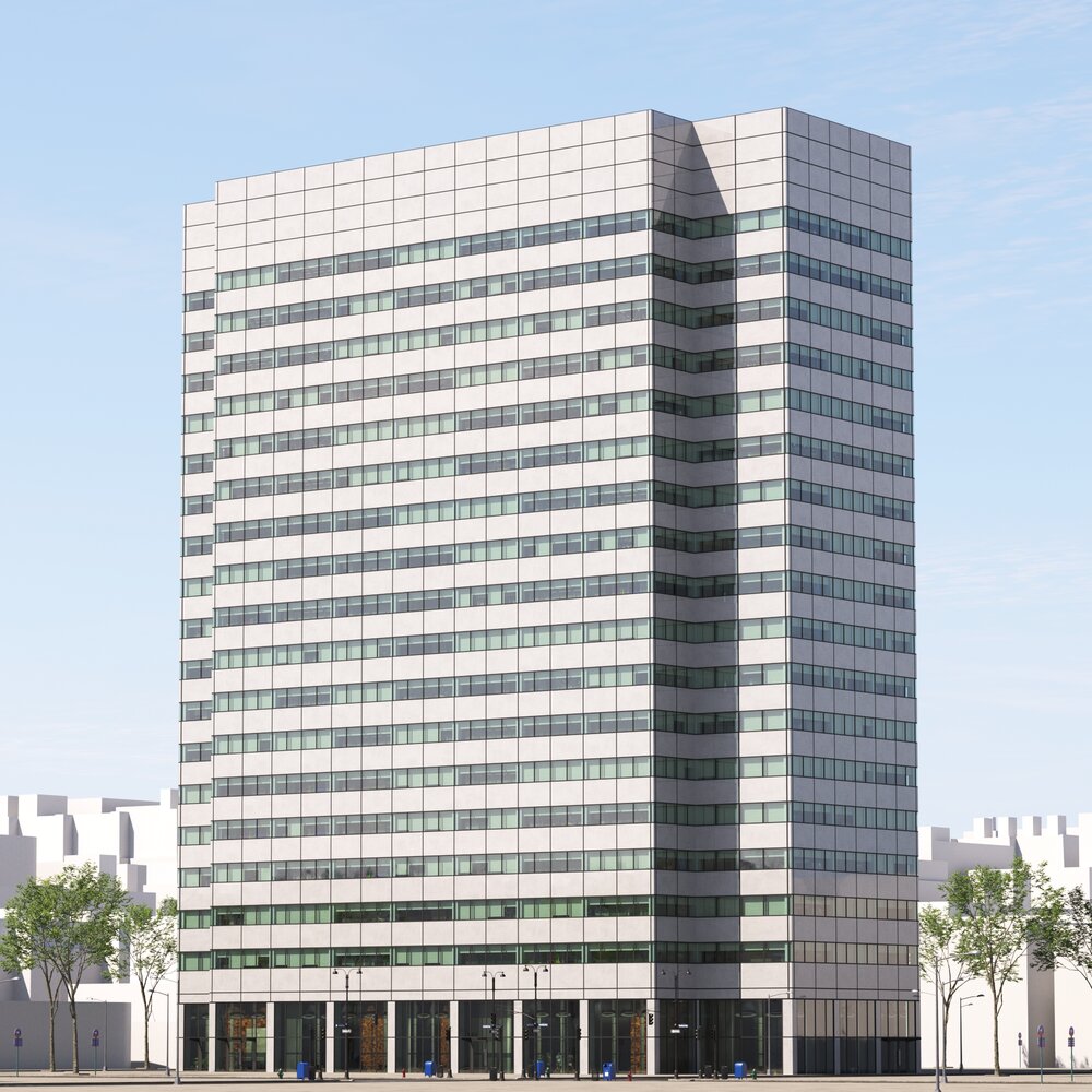 Modern City Office Building Facade 3D-Modell