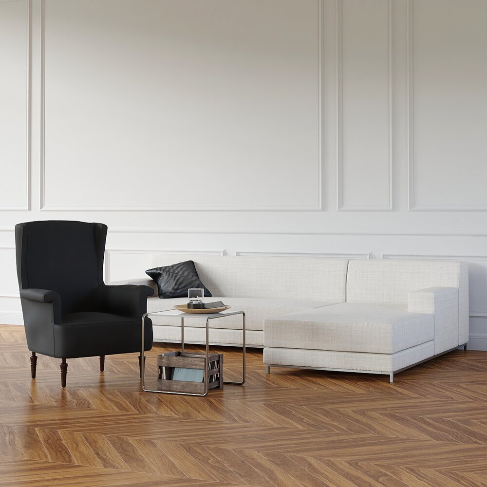 Elegant Modern Living Room Furniture Modello 3D