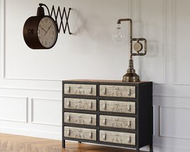 Vintage Drawer Cabinet and Lamp Modèle 3D