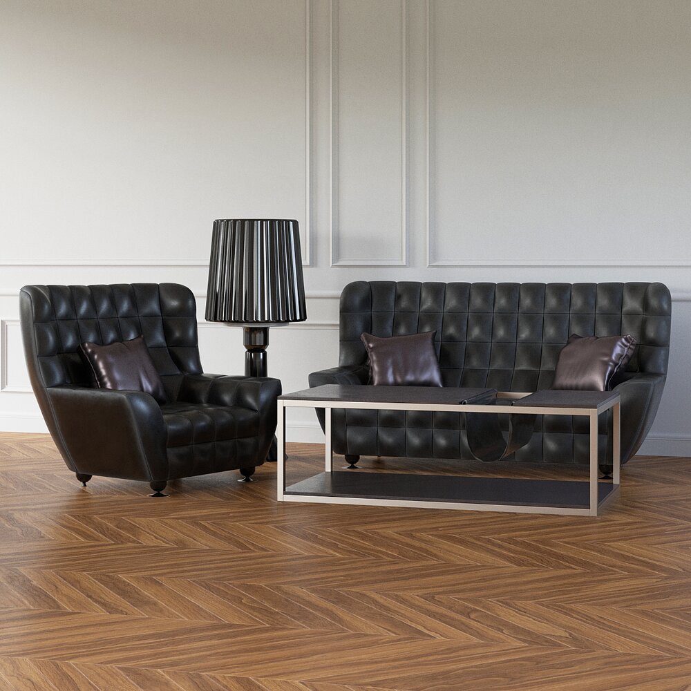 Elegant Living Room Furniture Set 02 3D model