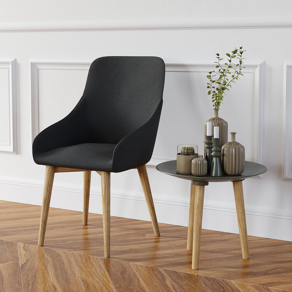 Modern Chair and Side Table Decor 02 3D 모델 