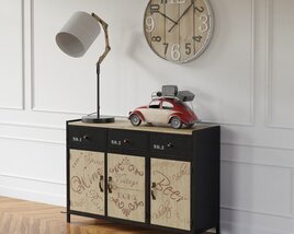 Vintage Console Cabinet with Decorations 3D модель