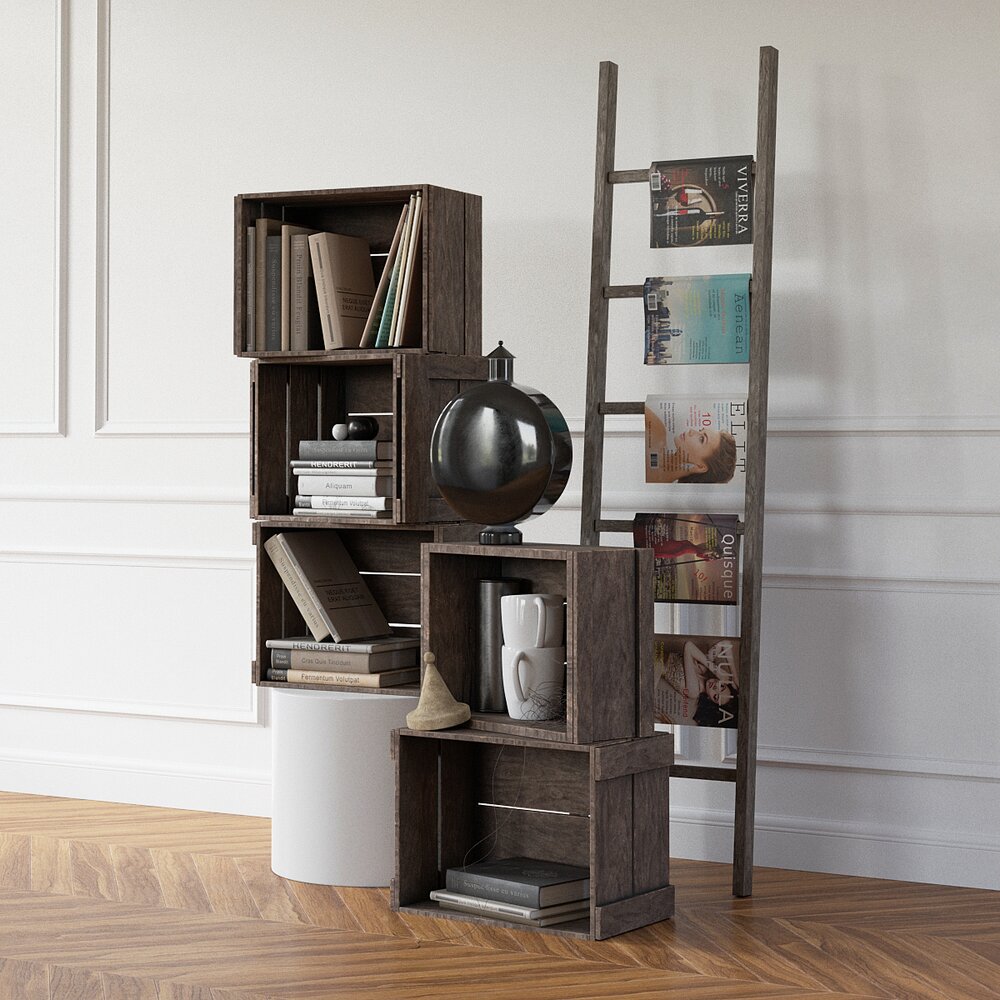 Leaning Ladder Bookshelf Modello 3D
