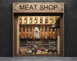 Traditional Butcher's Storefront Modèle 3D