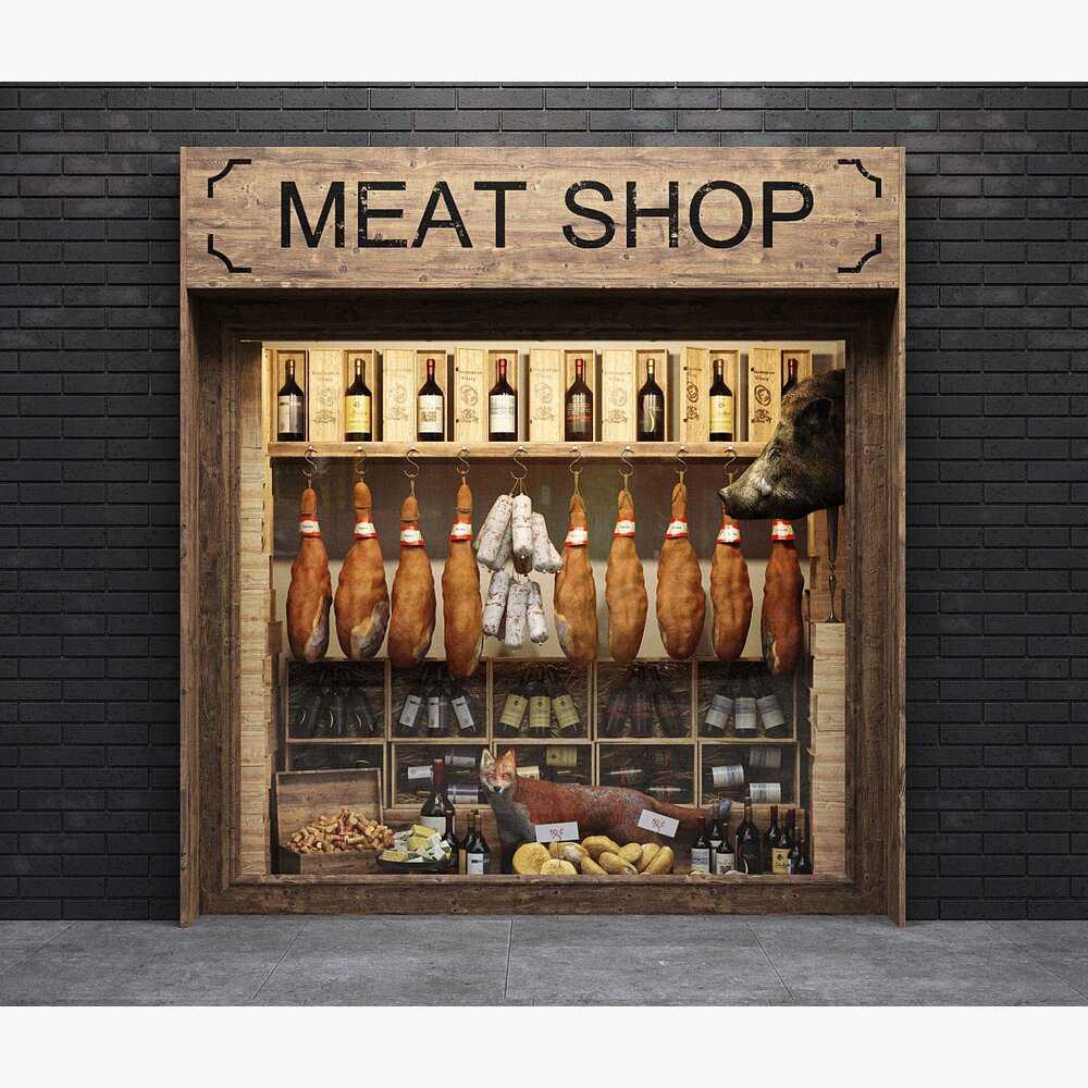 Traditional Butcher's Storefront 3D-Modell