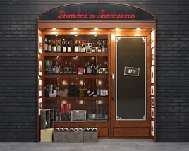 Vintage Wine Shop Facade Modèle 3D