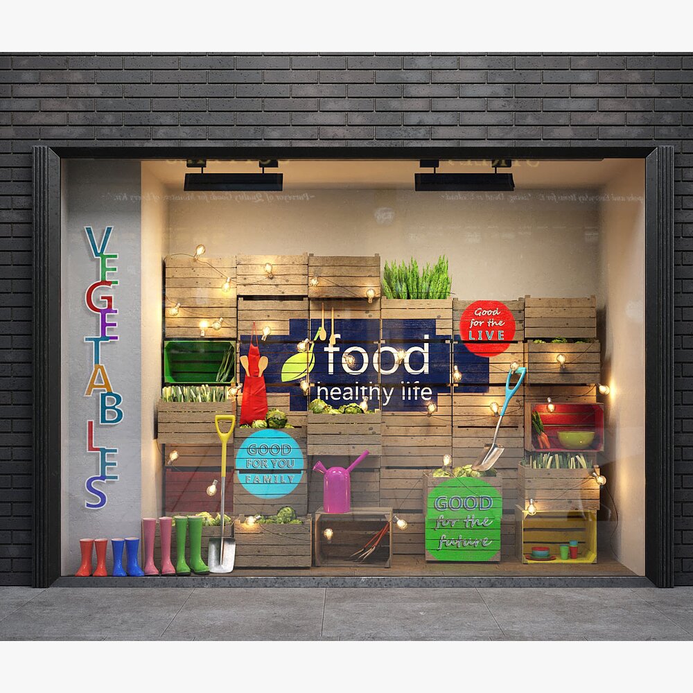 Colorful Grocery Storefront 3D 모델 