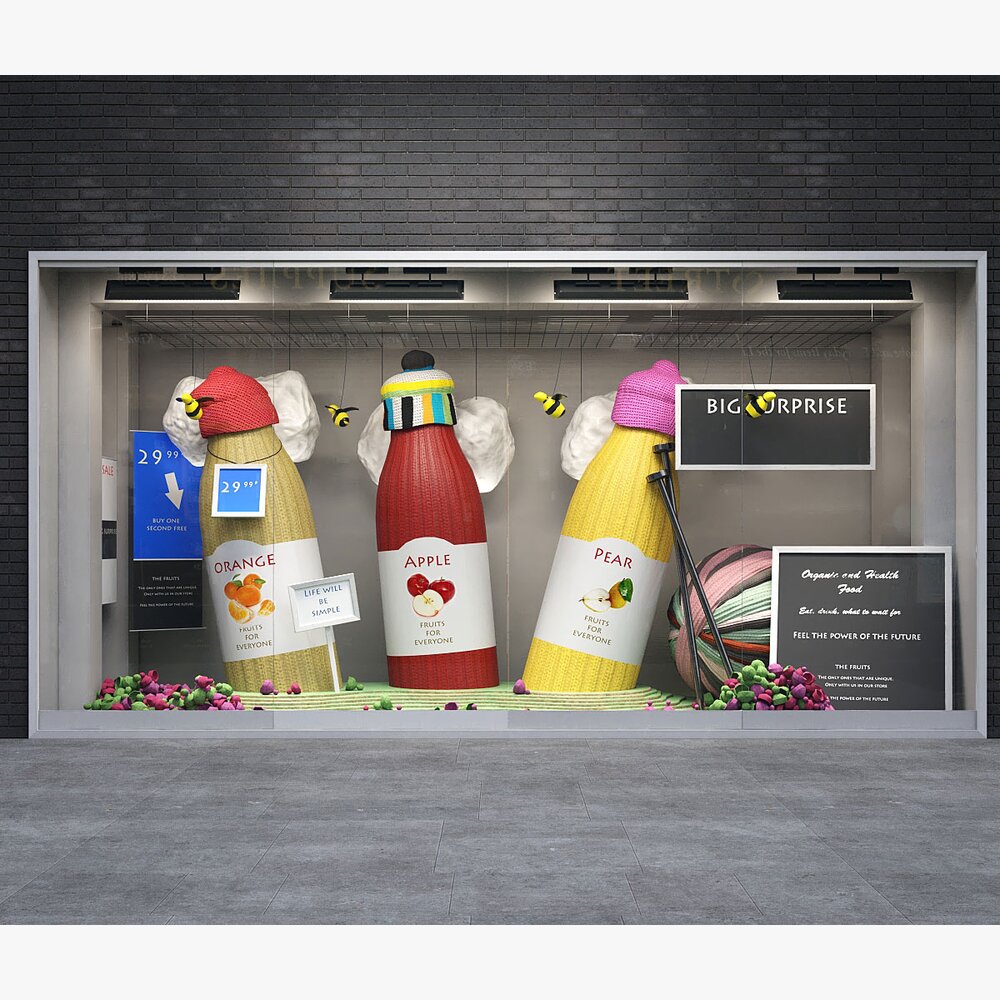 Giant Juice Bottle Theme Storefront Modelo 3D