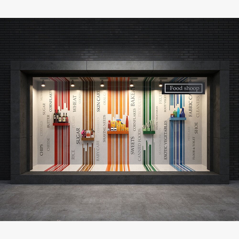 Colorful Grocery Storefront Modèle 3D