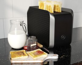 Modern Toaster with Bread Slices 02 3D модель