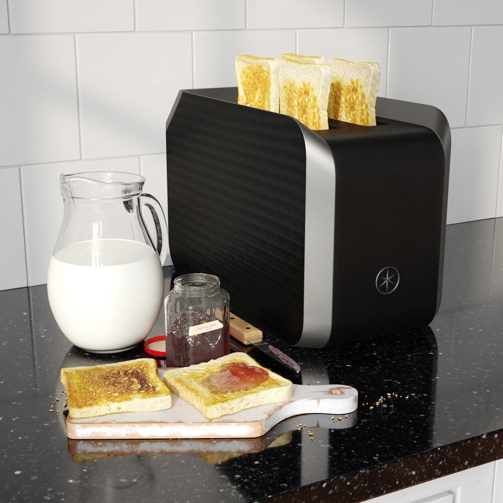 Modern Toaster with Bread Slices 02 3Dモデル