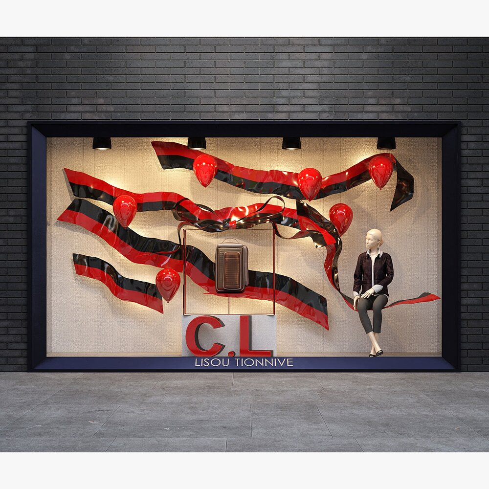 Abstract Art Display with Mannequin Modello 3D