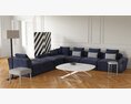 Modern Navy Blue Sectional Sofa 3D 모델 