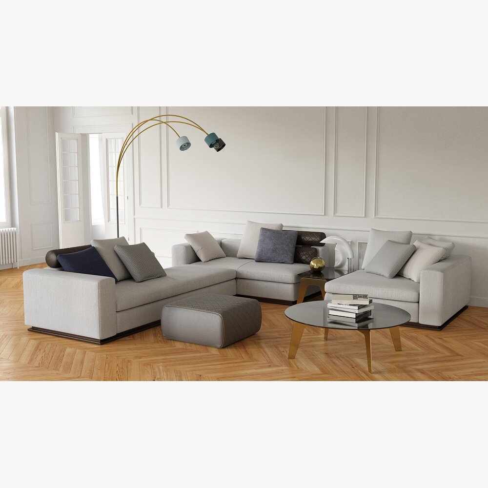 Modular Corner Sofa Set 3D 모델 