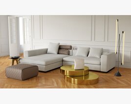 Modern Sectional Sofa in Living Space 3D 모델 