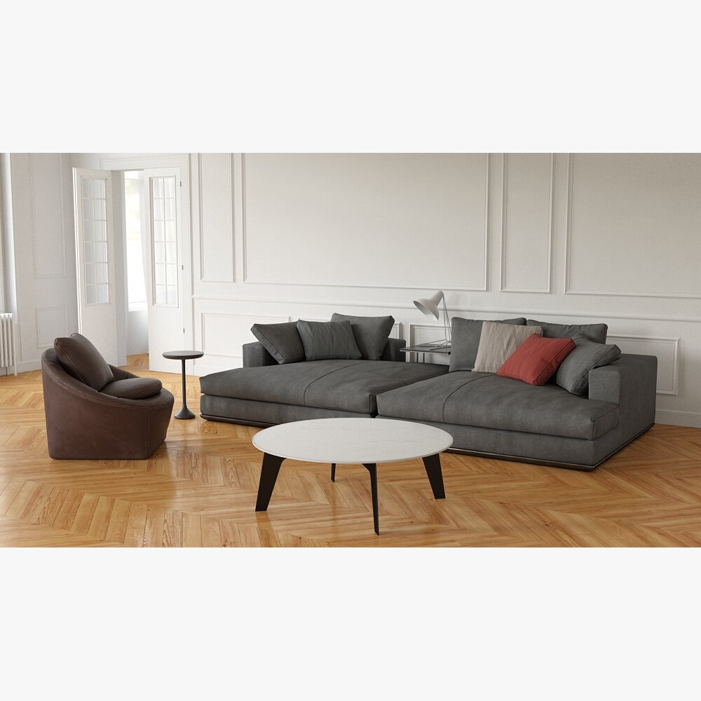 Modern Living Room Furniture Set 04 3D 모델 