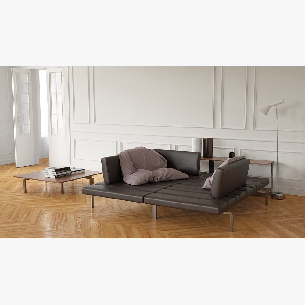 Modern Minimalist Sofa and Coffee Table 3D-Modell