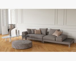 Modern Sectional Sofa with Ottoman 3D-Modell