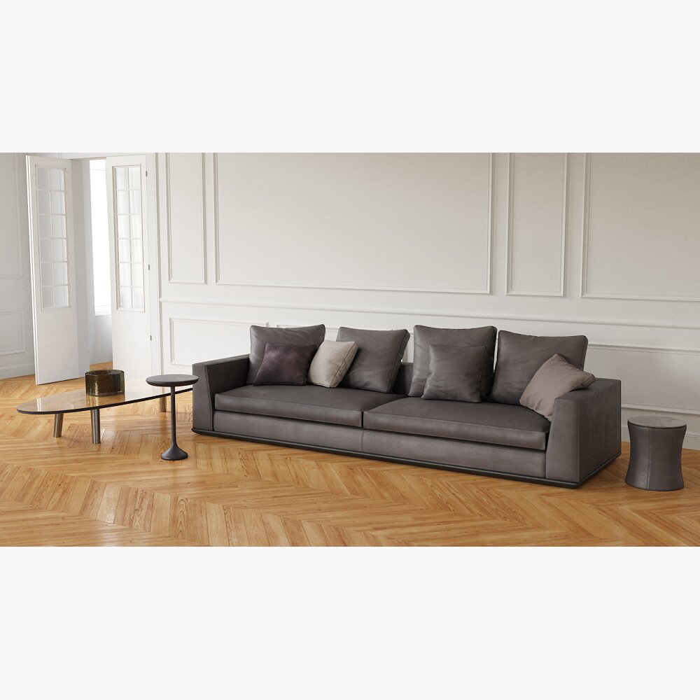 Modern Charcoal Sofa 3D 모델 