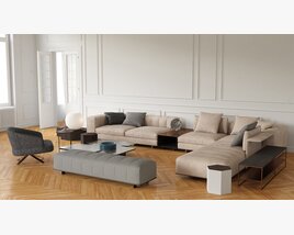 Modern Living Room Furniture Set 02 3D model