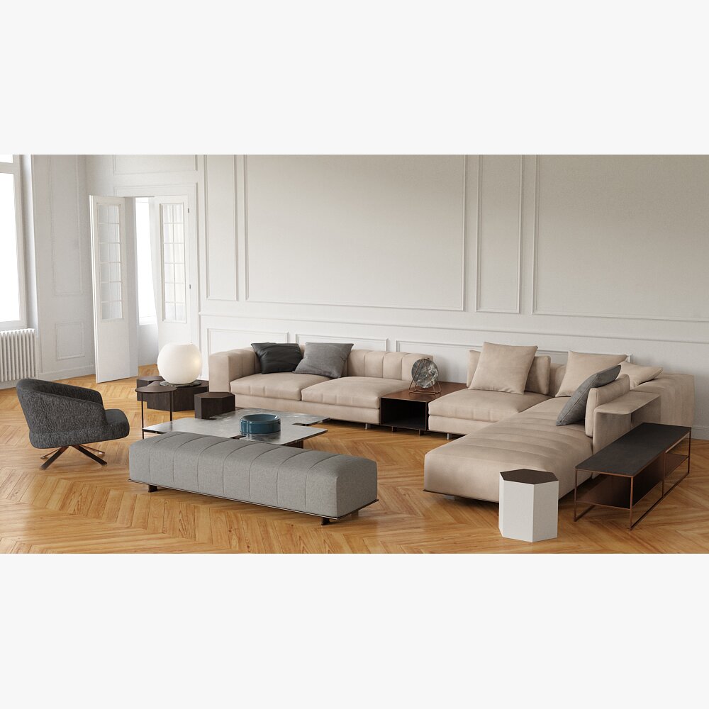 Modern Living Room Furniture Set 02 3Dモデル