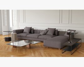 Modern Sectional Sofa in Elegant Living Space 3D 모델 