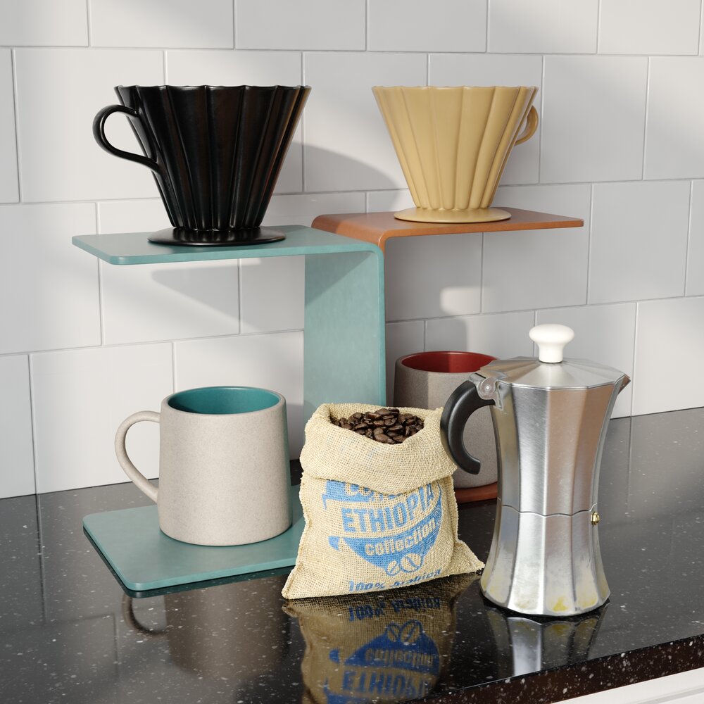 Coffee Tableware Set 3D模型