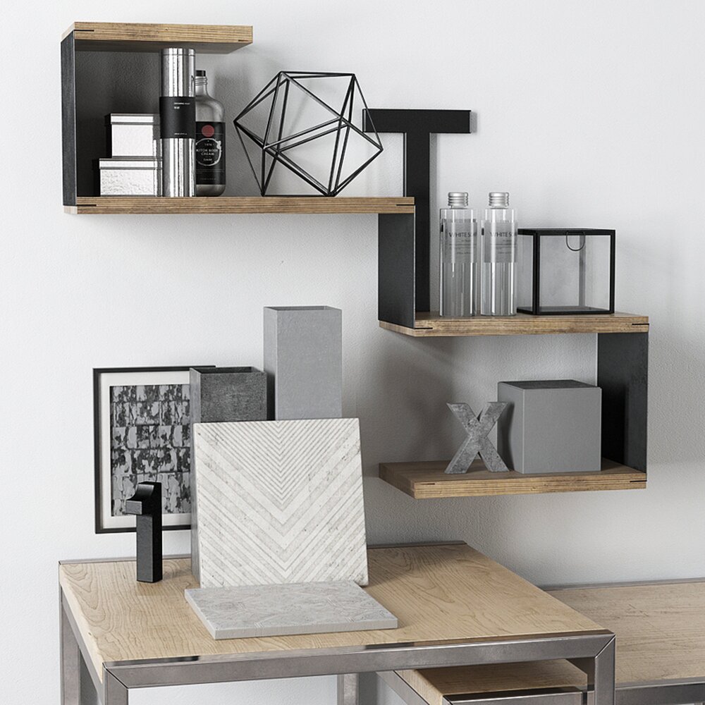 Modern Wall Shelves Decor 02 3D 모델 