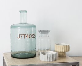 Decorative Glass Vessels and Wooden Candles 3D модель