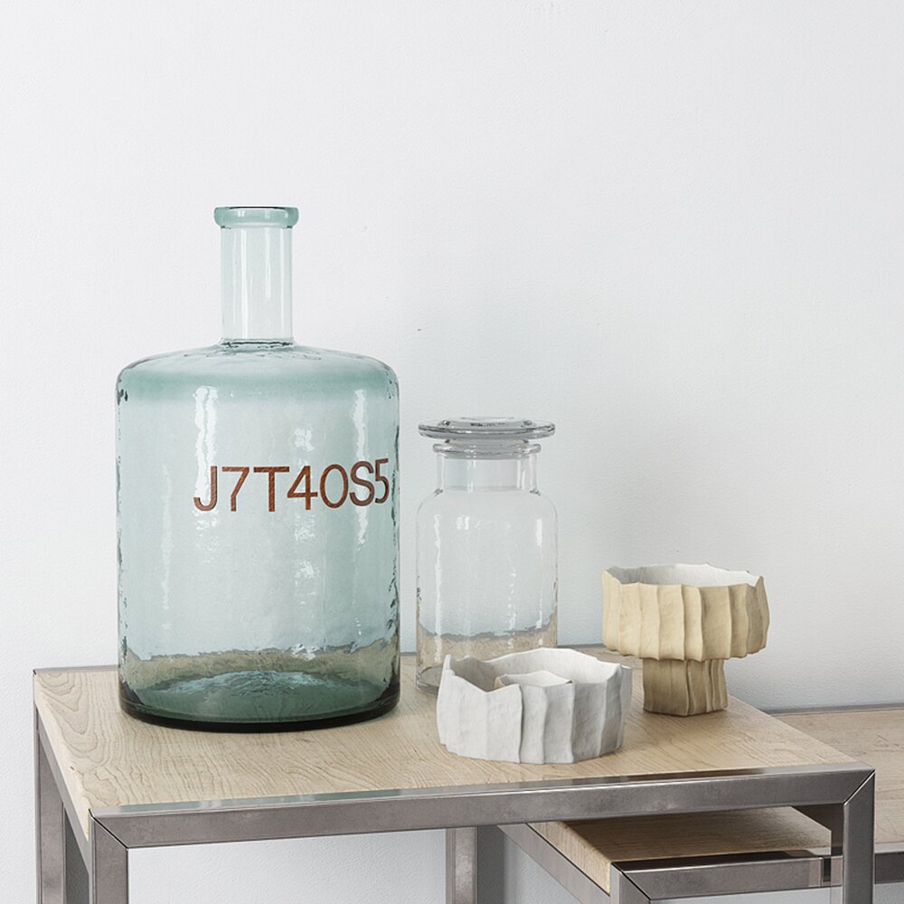 Decorative Glass Vessels and Wooden Candles Modèle 3D