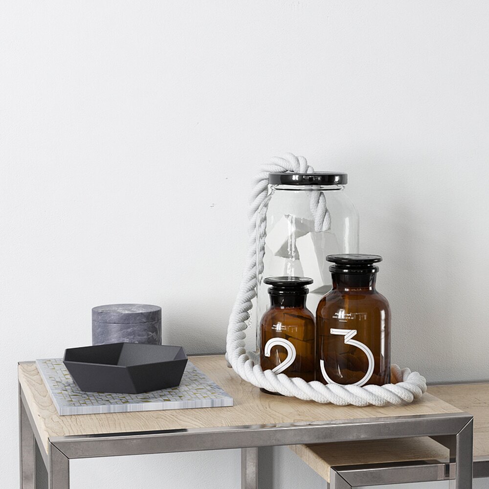 Modern Decorative Bottles with Rope Accent Modello 3D